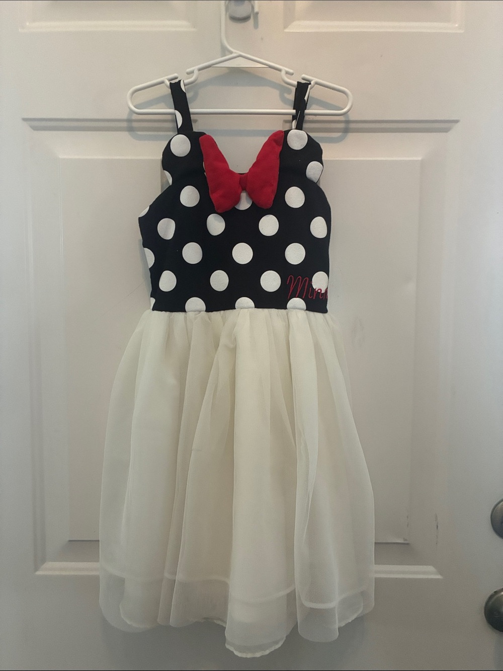 Girls Black & White Polka Dot Minnie Mouse Dress Size 6x